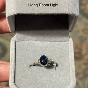 Natural 2.50Ct Dark Blue Star Sapphire Ring in 925 Sterling Silver Size 6.5